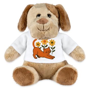 Chat orange dans une mer de fleurs - Chien en peluche Helge MiniFeet® - blanc - Devant