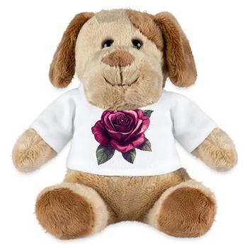 Dark Rose Blossom Illustration - MiniFeet® Dog Helge - white - Front