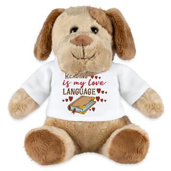 Lesen ist meine Liebessprache – Buch Design - MiniFeet® Hund Helge - Weiß - Vorne