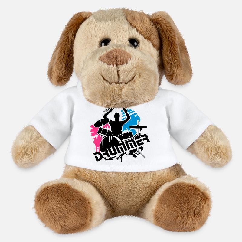 Ein Schlagzeuger und sein Schlagzeug - MiniFeet® Hund Helge - Weiß