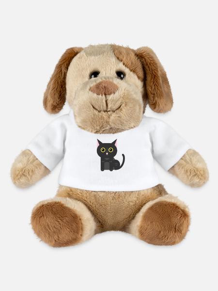 Schwarze Katze Kätzchen Mietzekatze - MiniFeet® Hund Helge - Weiß