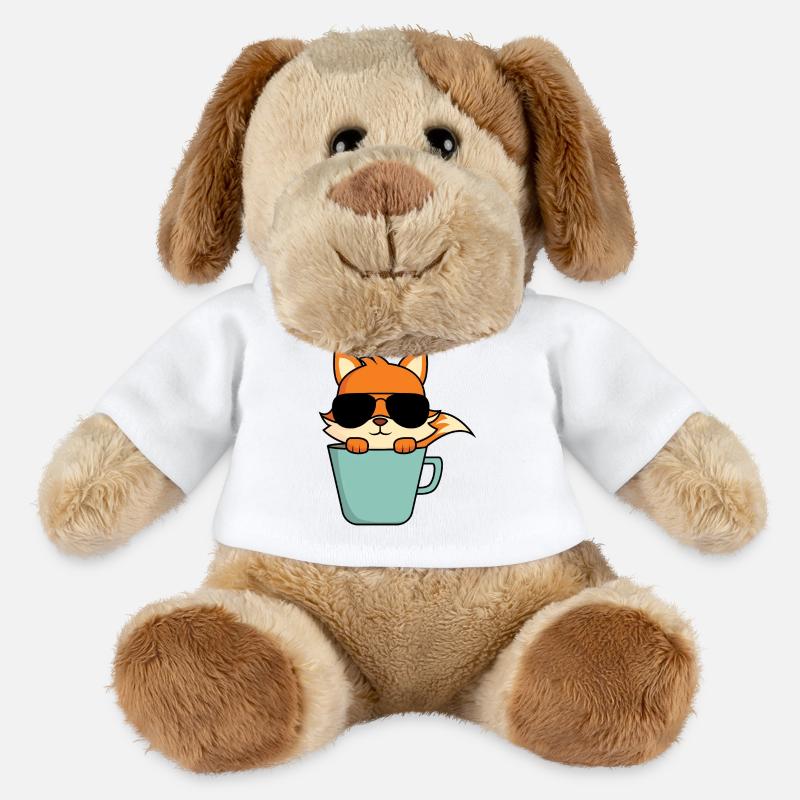 Cooler Fuchs in Kaffeetasse - MiniFeet® Hund Helge - Weiß