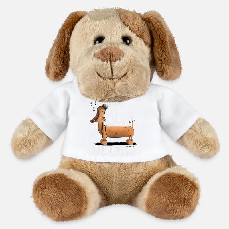 Crier Dachshund - Teckel - Bande Dessinée - Chien en peluche Helge MiniFeet® - blanc