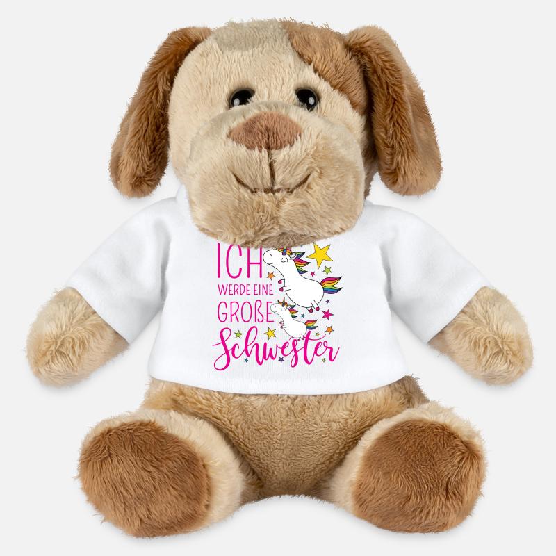 Große Schwester Einhorn Einhörner pink Sterne bunt - MiniFeet® Hund Helge - Weiß