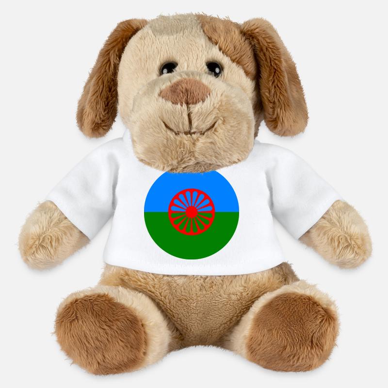 Runde Aufkleber Flagge der Romani Menschen Geschenkidee - MiniFeet® Hund Helge - Weiß