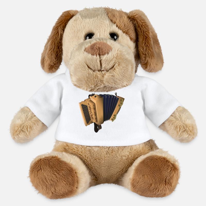 Harmonica de Styrie - Pin suisse/Bleu | ZiachON ! - Chien en peluche Helge MiniFeet® - blanc
