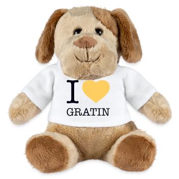 J’ADORE LES POMMES DE TERRE GRATINÉES - Chien en peluche Helge MiniFeet® - blanc - Devant