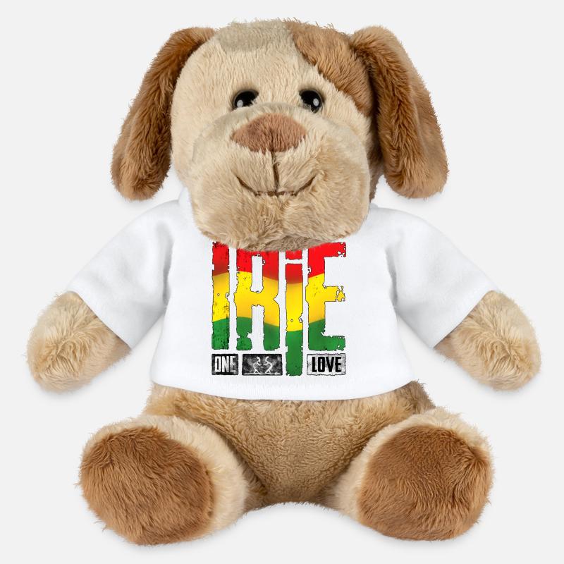 Vibrantes Reggae-Design mit Regenbogenfarben - MiniFeet® Hund Helge - Weiß