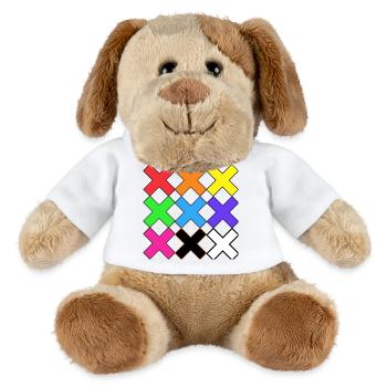 Bunte X Muster auf Schwarz Farben X - MiniFeet® Hund Helge - Weiß - Vorne