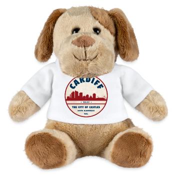 Écusson vintage Cardiff Skyline - Chien en peluche Helge MiniFeet® - blanc - Devant