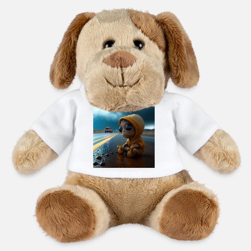 Bébé alien perdu sur la route - Chien en peluche Helge MiniFeet® - blanc