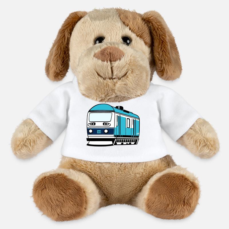 Lokomotive, Zug, Eisenbahn - MiniFeet® Hund Helge - Weiß