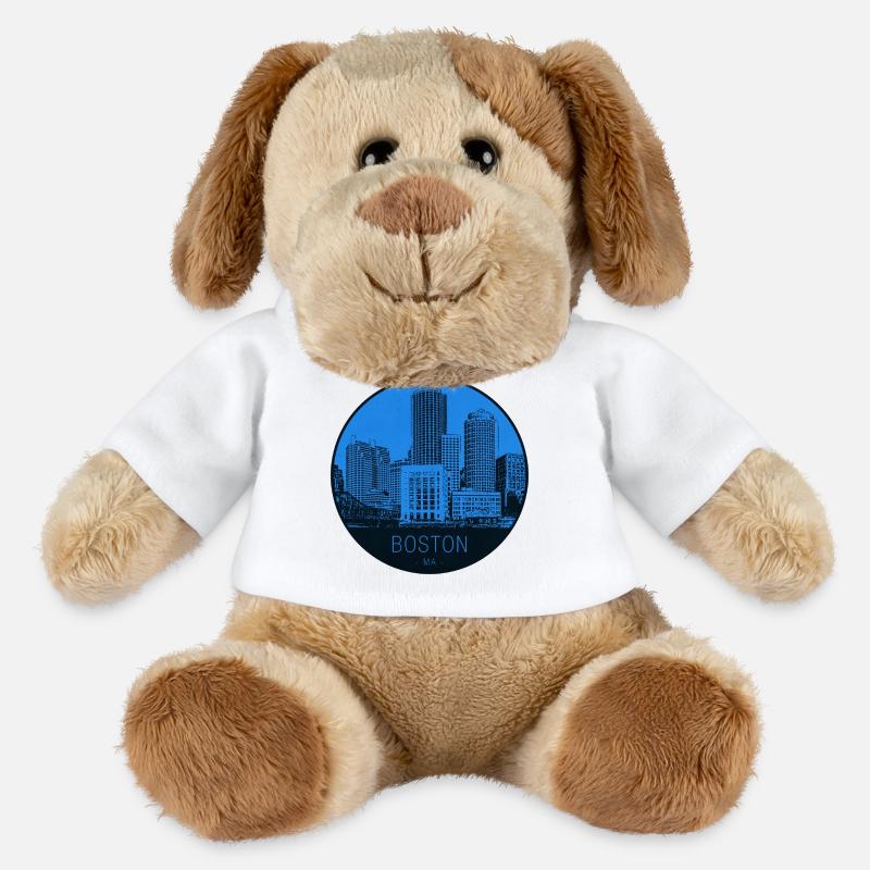 Boston Skyline Blue Circle - MiniFeet® Dog Helge - white