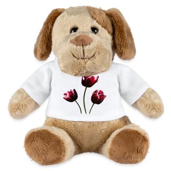 Tulipes bordeaux - Chien en peluche Helge MiniFeet® - blanc - Devant