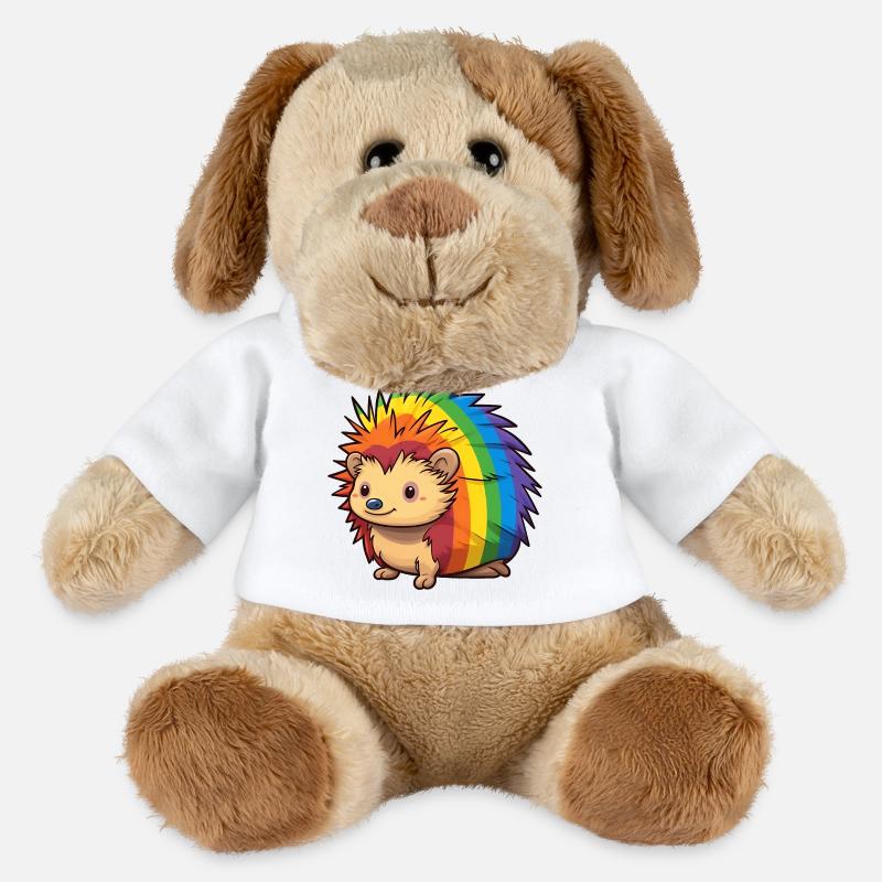 Igel-Design in Regenbogenflaggenfarben | Stolz - MiniFeet® Hund Helge - Weiß