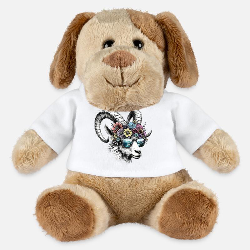 Steinbock Sonnenbrille Blumen Alpen Sternzeichen - MiniFeet® Hund Helge - Weiß