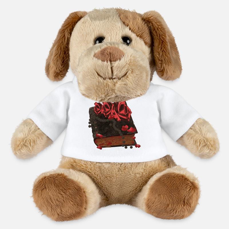 Bücher Design, Blutflecken, Rosenblüten - MiniFeet® Hund Helge - Weiß