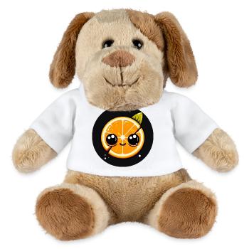 Orange avec le visage et les grands yeux - Chien en peluche Helge MiniFeet® - blanc - Devant