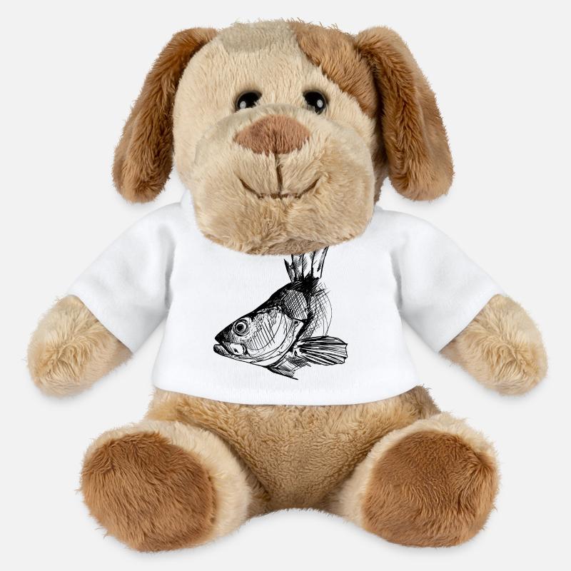 Barsch - Barschangeln - Lieblingsfisch - MiniFeet® Hund Helge - Weiß
