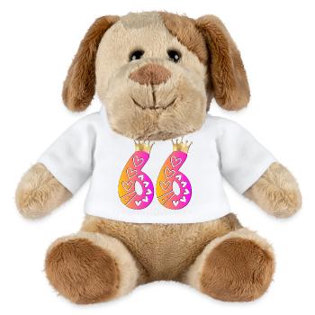 66. Geburtstag - Krone - MiniFeet® Hund Helge - Weiß - Vorne