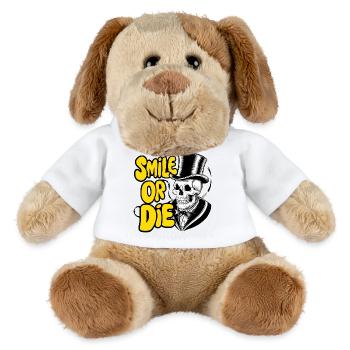 Squelette gothique avec chapeau et texte en couleur - Chien en peluche Helge MiniFeet® - blanc - Devant