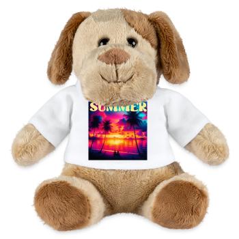 Summer Palm Tree Sunset Retro - MiniFeet® Dog Helge - white - Front