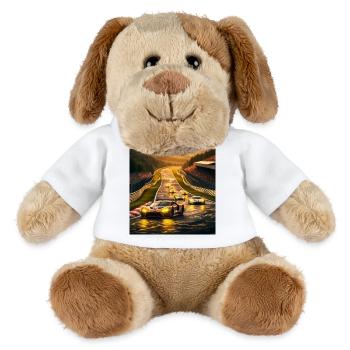 Rennstrecke im Abendlicht - MiniFeet® Hund Helge - Weiß - Vorne