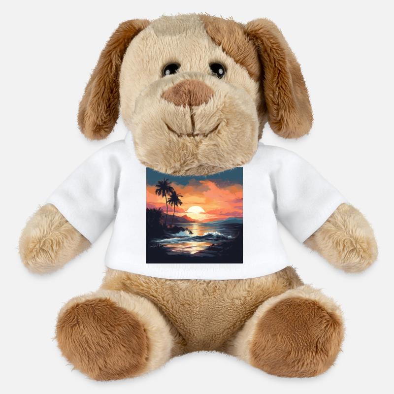 Tropical sunset on the beach - MiniFeet® Dog Helge - white
