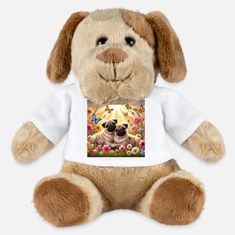 Conception d’amoureux des chiens carlin changeant dans le ciel - Chien en peluche Helge MiniFeet® - blanc