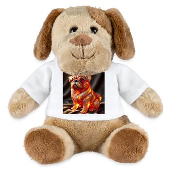 Farbexplosiver Bulldog Skulptur - MiniFeet® Hund Helge - Weiß - Vorne