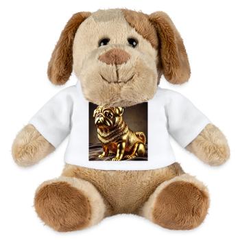 Goldener Pug Skulptur - MiniFeet® Hund Helge - Weiß - Vorne