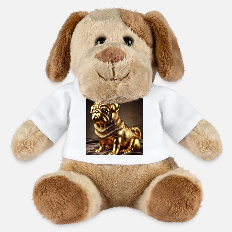 Sculpture de carlin d’or - Chien en peluche Helge MiniFeet® - blanc