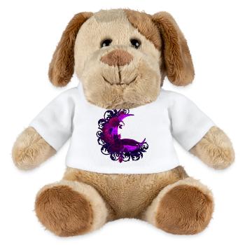 Mondsichel, Rosenblüte, Katzen motiv, Ranken - MiniFeet® Hund Helge - Weiß - Vorne