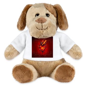 Flammendes Herz. - MiniFeet® Hund Helge - Weiß - Vorne