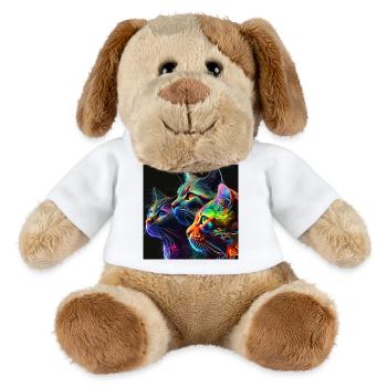 Neonfarbene Katzen auf schwarzem Hintergrund - MiniFeet® Hund Helge - Weiß - Vorne
