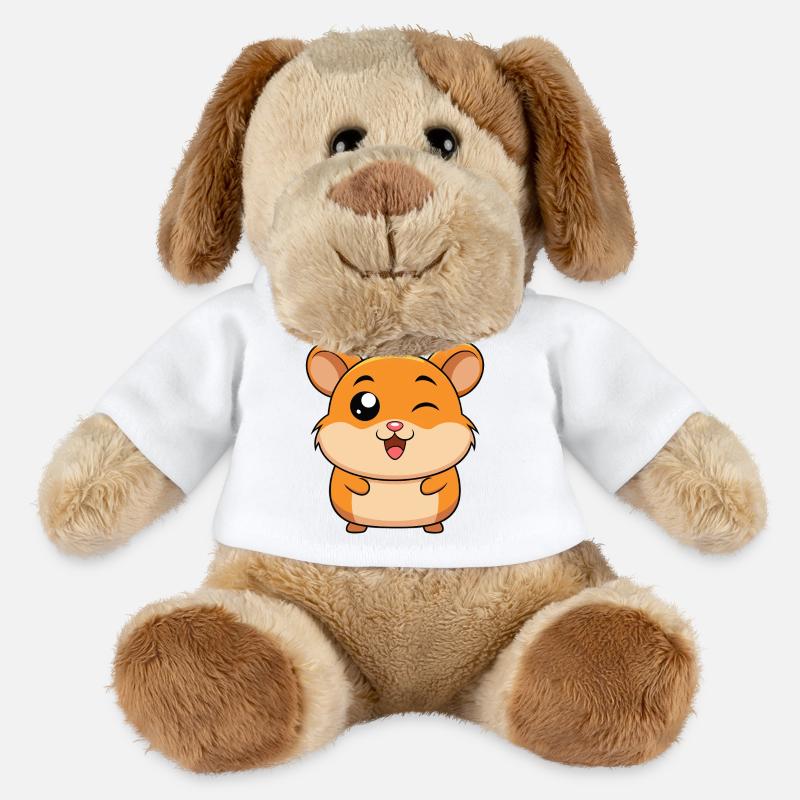 Bébé cochon d’Inde rigolo faisant un clin d'œil - Chien en peluche Helge MiniFeet® - blanc