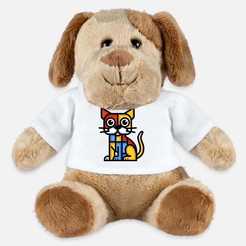 Buntes Bild eines kubistischen Hundes - MiniFeet® Hund Helge - Weiß