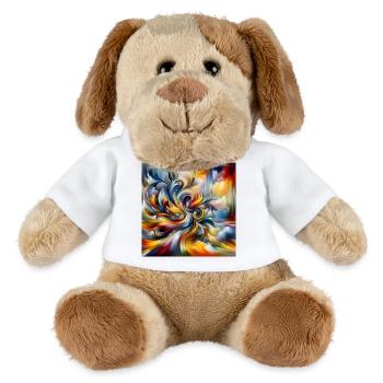 Peinture abstraite tourbillon plume art - Chien en peluche Helge MiniFeet® - blanc - Devant