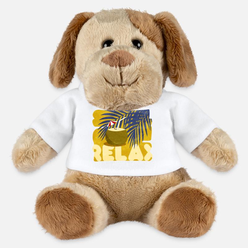 Relaxed, summer, comical, cocktail atmosphere - MiniFeet® Dog Helge - white