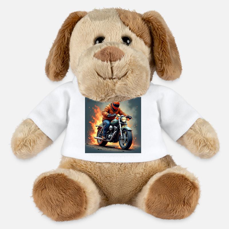 Flammenmotor Motorradheld - MiniFeet® Hund Helge - Weiß