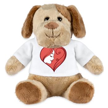 Illustration de coeur avec un visage féminin rêveur - Chien en peluche Helge MiniFeet® - blanc - Devant