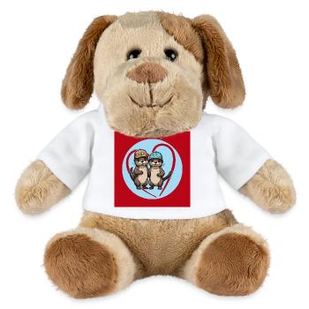 Zwei Fischotter mit Basecap Kumpels und Freunde - MiniFeet® Hund Helge - Weiß - Vorne