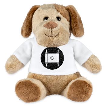 Rouleau de la Torah dans un cercle noir - Chien en peluche Helge MiniFeet® - blanc - Devant
