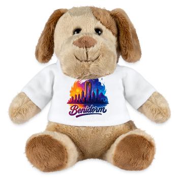 Benidorm Stadt Spanien Silhouette Geschenk - MiniFeet® Hund Helge - Weiß - Vorne