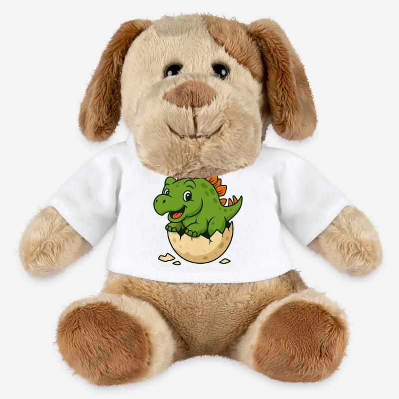 Cute dinosaur offspring on egg - MiniFeet® Dog Helge - white