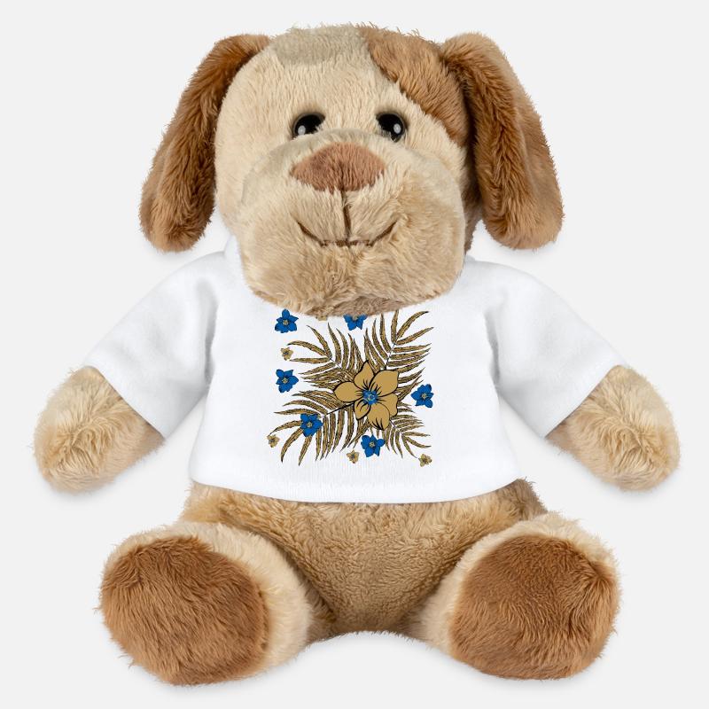 Tropical Leaves and Flowers Pattern - MiniFeet® Dog Helge - white