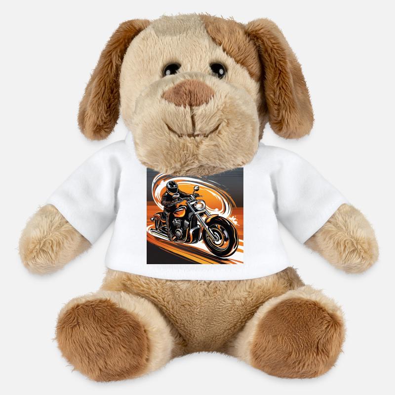 Motorcyclists in Dynamics - Style - Biker Art Design - MiniFeet® Dog Helge - white