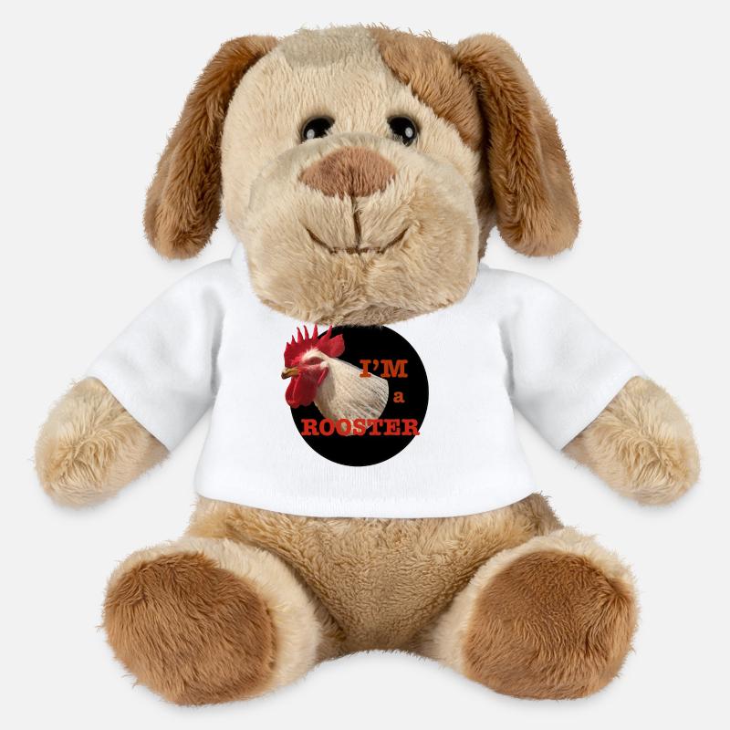 Hahnendesign und humorvoller Text - MiniFeet® Hund Helge - Weiß