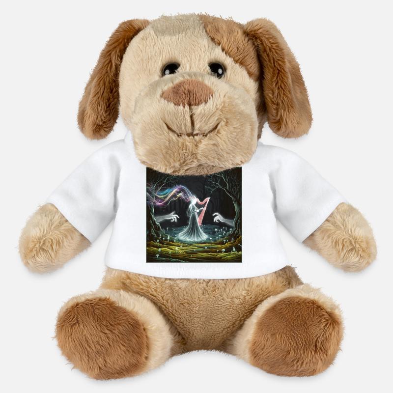 Conception de la sorcière de la harpe de la forêt enchantée - Chien en peluche Helge MiniFeet® - blanc