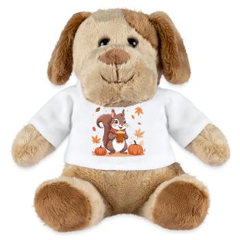 Écureuil mignon avec latte à la citrouille et aux épices d’automne - Chien en peluche Helge MiniFeet® - blanc - Devant